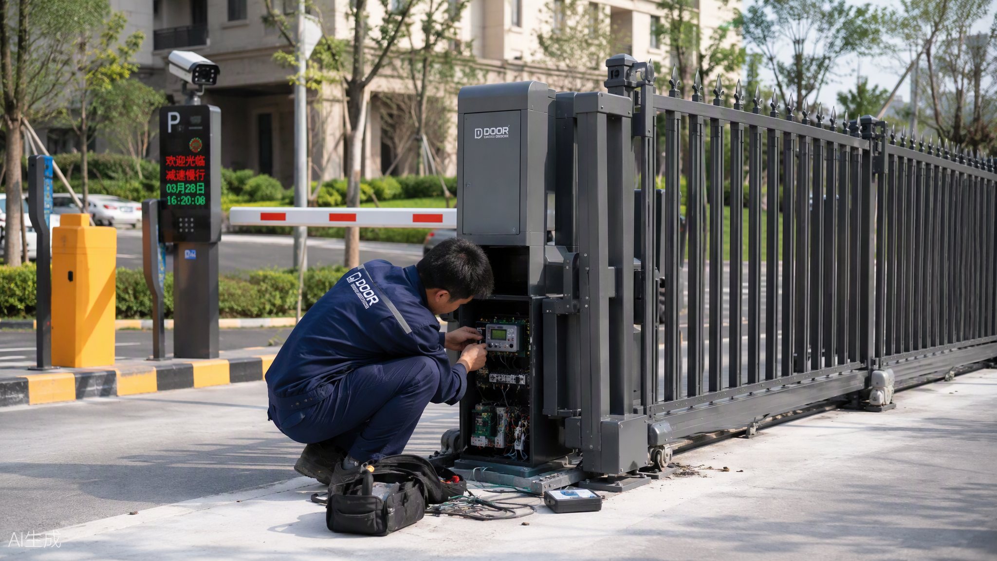 四川资阳伸缩门安装调试现场